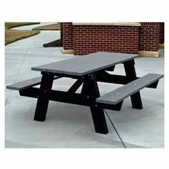 Global Industrial™ 6' A Frame Rectangular Picnic Table, Recycled Plastic, Gray -Tables Shop B264228