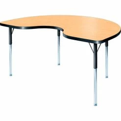 Allied Plastics ADA Activity Table - Kidney - 48" x 72" Adj. Height, Fusion Maple