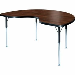 Allied Plastics ADA Activity Table - Kidney - 48" x 72" - Adj. Height - Walnut