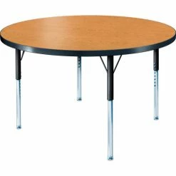Allied Plastics ADA Activity Table - Round - 42" Diameter, Adj. Height, Light Oak -Tables Shop B437619