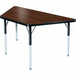 Allied Plastics ADA Activity Table - Trapezoid - 30" X 30" X 60", Adj. Height, Walnut