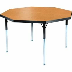 Allied Plastics Activity Table - Octagon - 48" Diameter, Juvenile Adj. Height, Light Oak