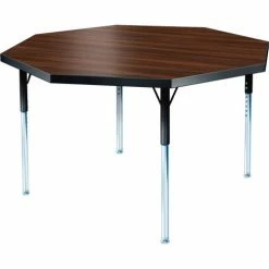 Allied Plastics Activity Table - Octagon - 48" Diameter, Juvenile Adj. Height, Walnut