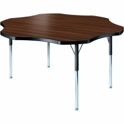 Allied Plastics Activity Table - Flower - 60" Diameter, Standard Adj. Height, Walnut