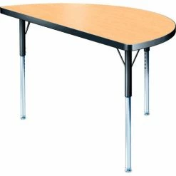 Allied Plastics Activity Table - Half-Round - 24" X 48", Juvenile Adj. Height, Fusion Maple -Tables Shop B440129