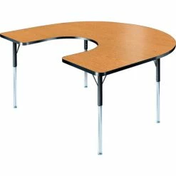 Allied Plastics Activity Table - Horseshoe - 60" x 66", Juvenile Adj. Height, Light Oak -Tables Shop B440136