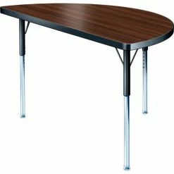 Allied Plastics Activity Table - Half-Round - 24" X 48", Juvenile Adj. Height, Walnut -Tables Shop B440153