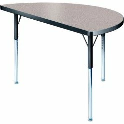 Allied Plastics Activity Table - Half-Round - 24" X 48", Standard Adj. Height, Gray Nebula -Tables Shop B440157