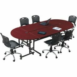 Balt® Economy Flipper Training Table 60" X 24" Mahogany -Tables Shop B621633 02