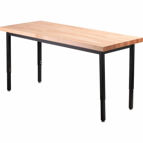National Public Seating NPS® Height Adjustable Utility Table - 30" X 72" - Butcherblock Top 2 National Public Seating NPS® Height Adjustable Utility Table - 30" X 72" - Butcherblock Top - Image 2