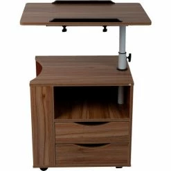 Mind Reader Products Mind Reader Bedside Workstation Adjustable Desk Swivel Top Laptop Desk, Brown