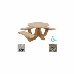Bohlmann 40" Octagon Picnic Table, Concrete, ADA Compliant, Gray