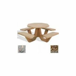 Bohlmann 40" Octagon Picnic Table, Concrete, Gray Top/Tan Frame