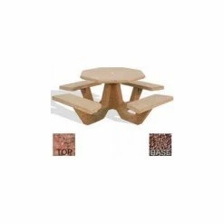 Bohlmann 40" Octagon Picnic Table, Concrete, Red