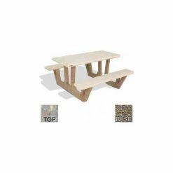 Bohlmann 38" Rectangular Picnic Table, Concrete, Gray