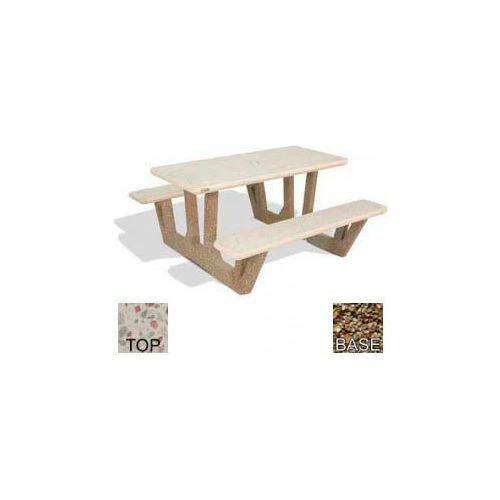 Bohlmann 38" Rectangular Picnic Table, Concrete, White Top/Tan Frame 1 Bohlmann 38" Rectangular Picnic Table, Concrete, White Top/Tan Frame