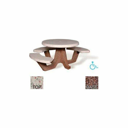 Bohlmann 42" Round Picnic Table, ADA Compliant, Concrete, White Top/Red Frame 1 Bohlmann 42" Round Picnic Table, ADA Compliant, Concrete, White Top/Red Frame