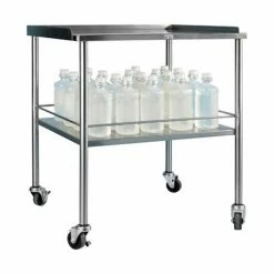 Blickman 3026SS Howard Instrument Table with Shelf, 30"L x 26"W x 34"H