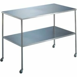 Blickman 7837SS Howard Instrument Table with Shelf, 72"L x 24"W x 34"H