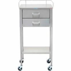 Blickman 7754SS George Anesthesia Utility Table with 2 Drawers, 20"L x 16"W x 34"H