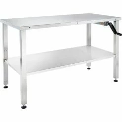 Blickman Hydraulic Instrument Table, Adj Height, 48"L x 24"W x 30 - 42"H w/Shelf, Stainless Steel
