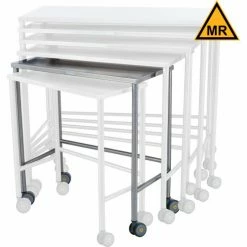 Blickman MRI Safe Fifth Nested Instrument Table, On Casters, Stainless Steel, 32"L x 32"W x 14"H