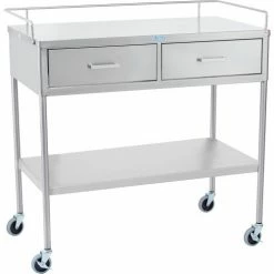 Blickman Crescent Work Table, 36"L x 20"W x 34"H w/ Shelf, Stainless Steel