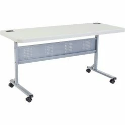 Interion By Global Industrial Interion® 60" x 24" Blow Molded Foldable Training Table - White