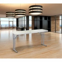 Interion By Global Industrial Interion® Plastic Folding Seminar Table, 18" x 60", White -Tables Shop BT1860 LS1