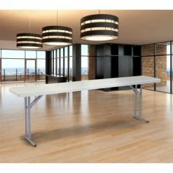 Interion By Global Industrial Interion® Plastic Folding Seminar Table, 18" x 96", White -Tables Shop BT1896 LS1