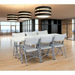 National Public Seating NPS Plastic Folding Table - 72" x 30" - Speckled Gray -Tables Shop BT3072 LS2