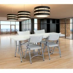 National Public Seating NPS Plastic Folding Table - 72" x 30" - Speckled Gray -Tables Shop BT3072 LS3