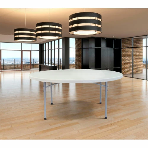 National Public Seating® 71" Round Folding Plastic Table, Gray 6 National Public Seating® 71" Round Folding Plastic Table, Gray - Image 6