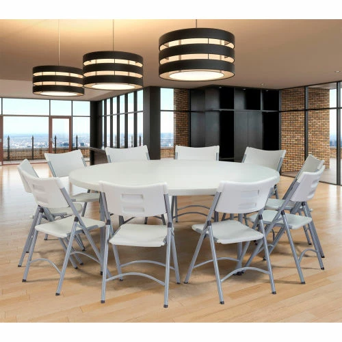 National Public Seating® 71" Round Folding Plastic Table, Gray 8 National Public Seating® 71" Round Folding Plastic Table, Gray - Image 8