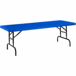 National Public Seating® Adjustable Height Plastic Folding Table, 30" x 72", Blue -Tables Shop BTA3072 04 03