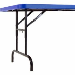 National Public Seating® Adjustable Height Plastic Folding Table, 30" x 72", Blue -Tables Shop BTA3072 04 05