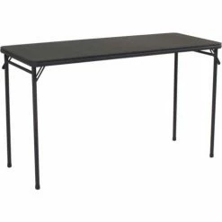Bridgeport™ Vinyl Top Folding Table, 48" x 20" x 29", Black