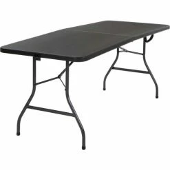 Cosco® Fold-in-Half Plastic Table, 72" x 30" x 29", Black