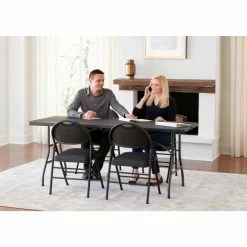 Cosco® Fold-in-Half Plastic Table, 72" x 30" x 29", Black 11 Cosco® Fold-in-Half Plastic Table, 72" x 30" x 29", Black -Tables Shop C678BP14BLK1 05
