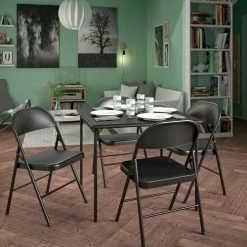 Bridgeport™ Square Vinyl Top Folding Table, 34" x 34" x 29", Black -Tables Shop C696BP14BLK1E 04