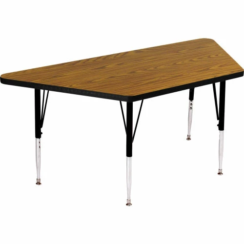 Correll Activity Tables, 60"L x 30"W, Standard Height, Trapezoid - Medium Oak 1 Correll Activity Tables, 60"L x 30"W, Standard Height, Trapezoid - Medium Oak