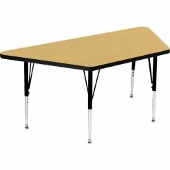 Correll Activity Tables, 60"L x 30"W, Standard Height, Trapezoid - Fusion Maple