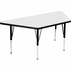 Correll Activity Tables, 60"L x 30"W, Standard Height, Trapezoid - White
