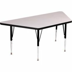 Correll Activity Tables, 48"L x 24"W, Standard Height, Trapezoid - Gray Granite