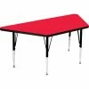 Correll Activity Tables, 48"L x 24"W, Standard Height, Trapezoid - Red
