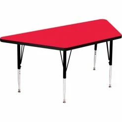 Correll Activity Tables, 48"L x 24"W, Standard Height, Trapezoid - Red