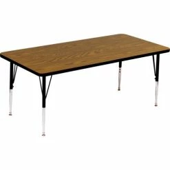 Correll Activity Tables, 48"L x 24"W, Standard Height, Rectangular - Medium Oak