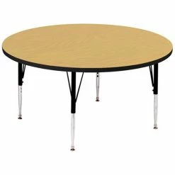 Correll Activity Tables, 42"L x 42"W, Standard Height, Round - Fusion Maple