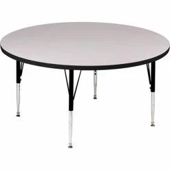 Correll Activity Tables, 60"L x 60"W, Standard Height, Round - Gray Granite
