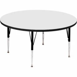 Correll Activity Tables, 60"L x 60"W, Standard Height, Round - White